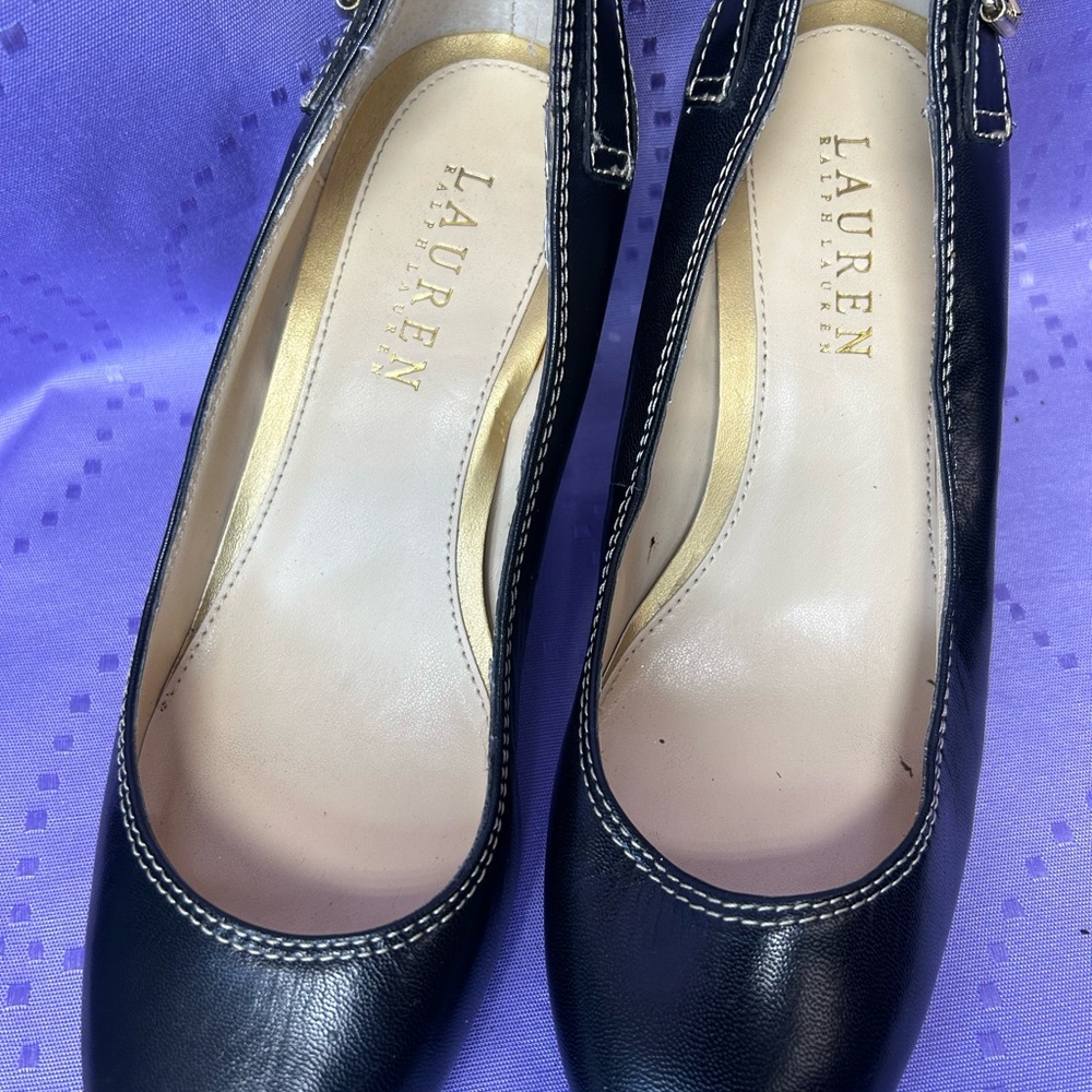 Lauren Ralph Lauren Navy Leather Flats